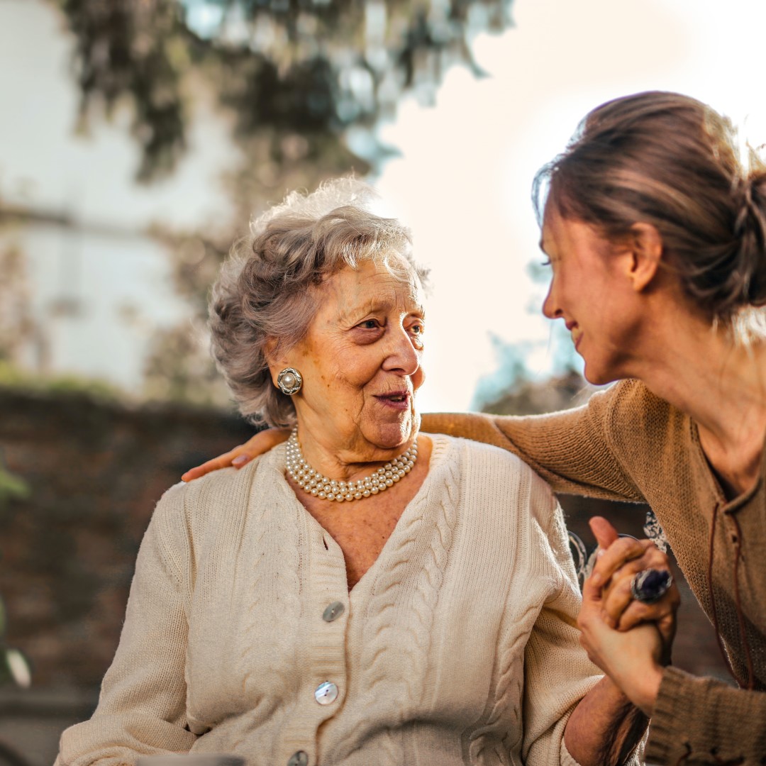 Older adult with companion